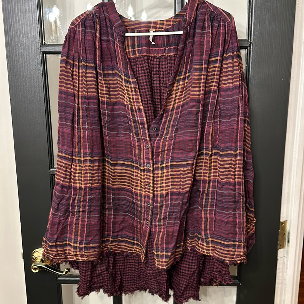 Free People Plaid Button Down